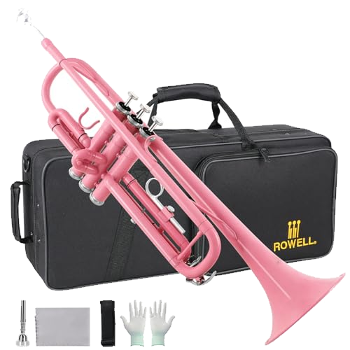ROWELL Bb Standard Trumpet Professional Brass Trumpets for Beginner Standard Student Trumpet Set with Hard Case