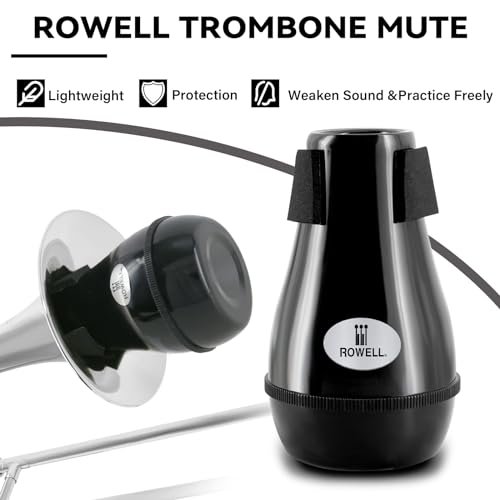 ROWELL Trombone Mute ABS Trombone Mutes Silencer Lightweight Black Trombone Mute Trombone Mutes with High Density Sponge Inte